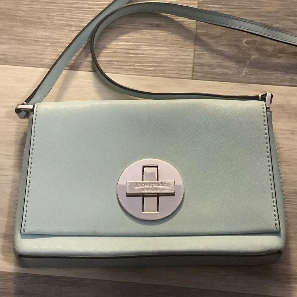 Kate Spade Newbury Lane Sally Small Crossbody Bag Light Gray Turnlock Purse - Picture 6 of 16
